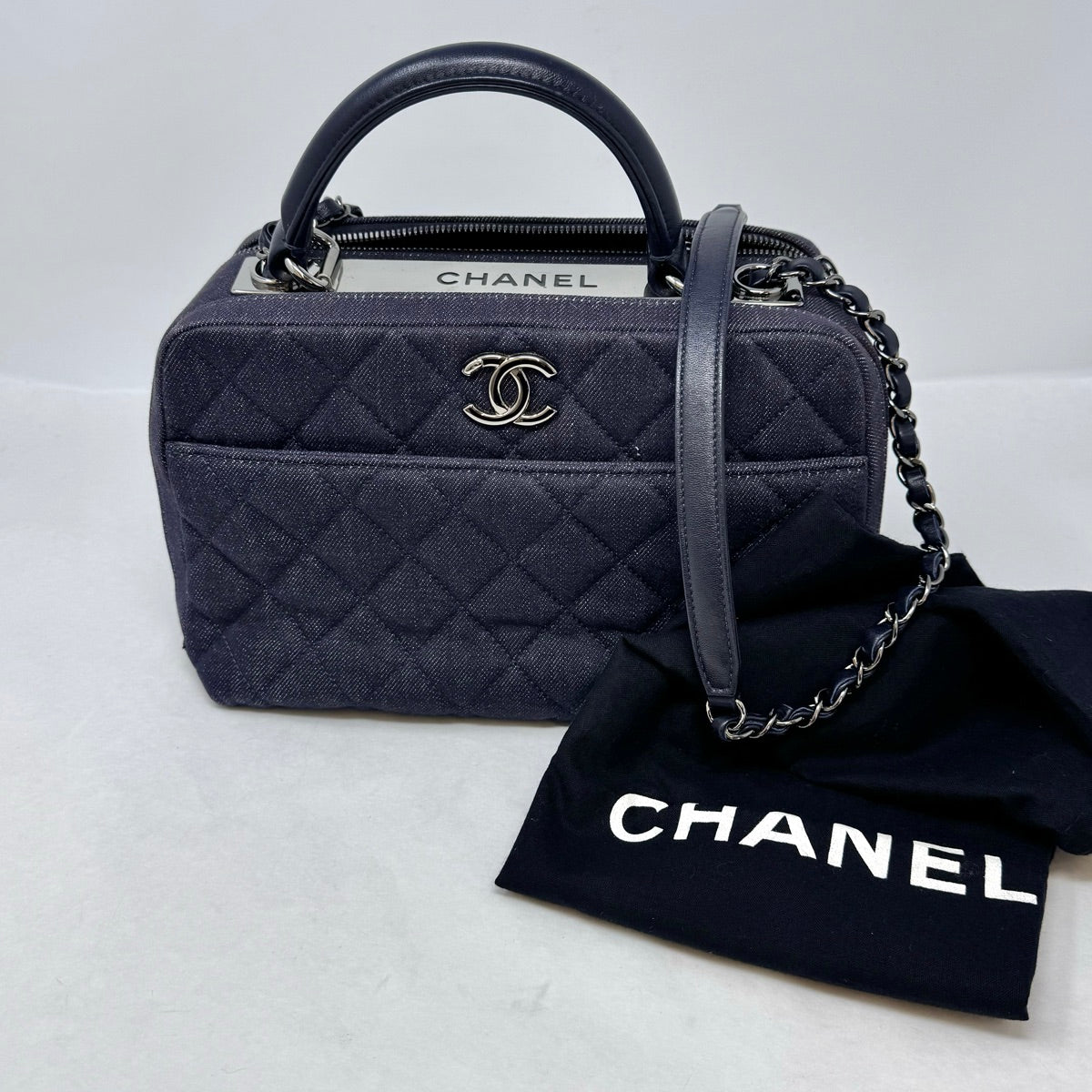Chanel Denim Trendy CC Bowling Bag - Luxury Designer Handbag for Women | Perfect for Casual Outings, Shopping & Travel