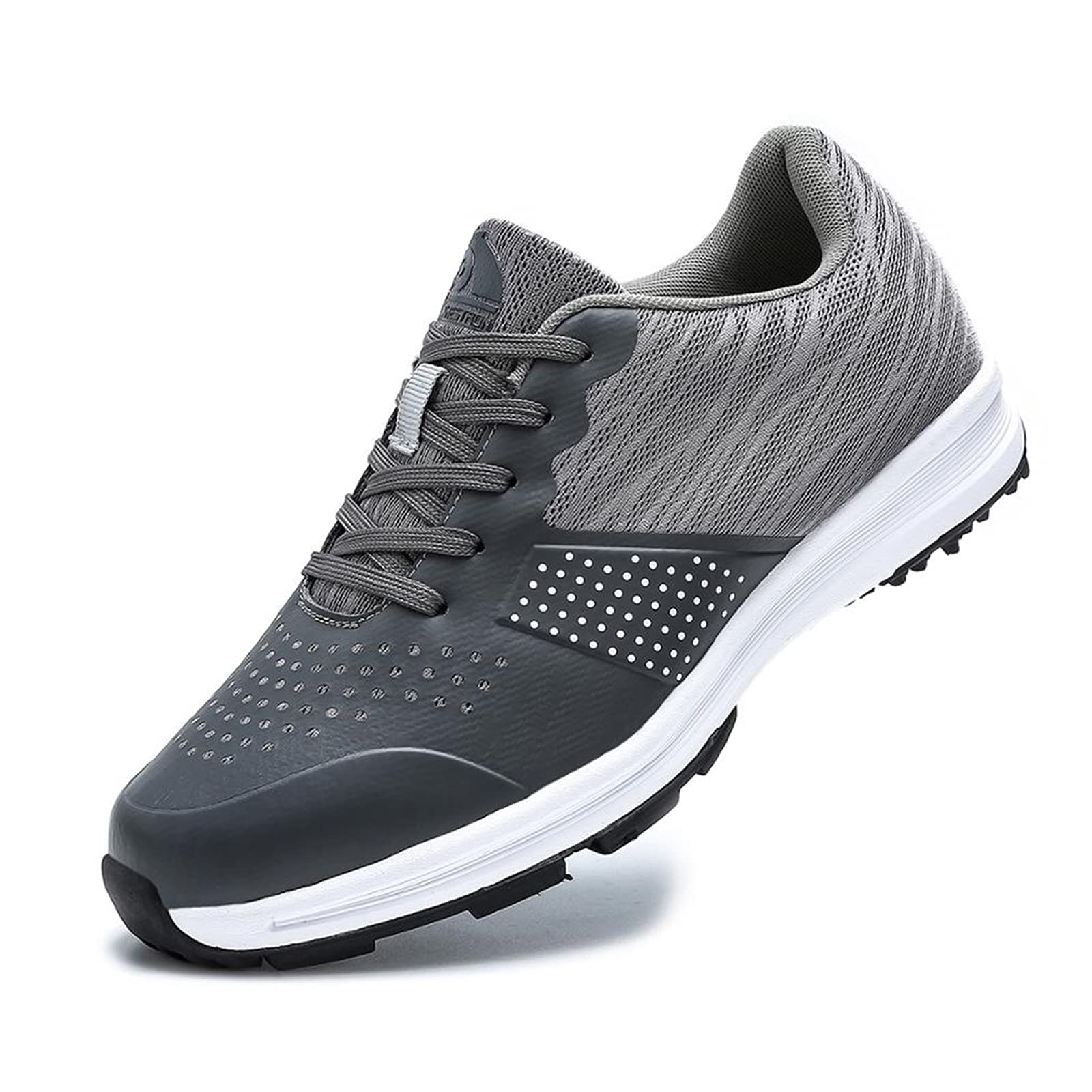 XSJK Unisex Waterproof Lightweight Anti-Slip Golf Shoes - Breathable Men's & Women's Spiked Golf Sneakers for Indoor/Outdoor Training & Golf Course - Gray Size 41 | Perfect for Driving Range, Practice & Tournament Play