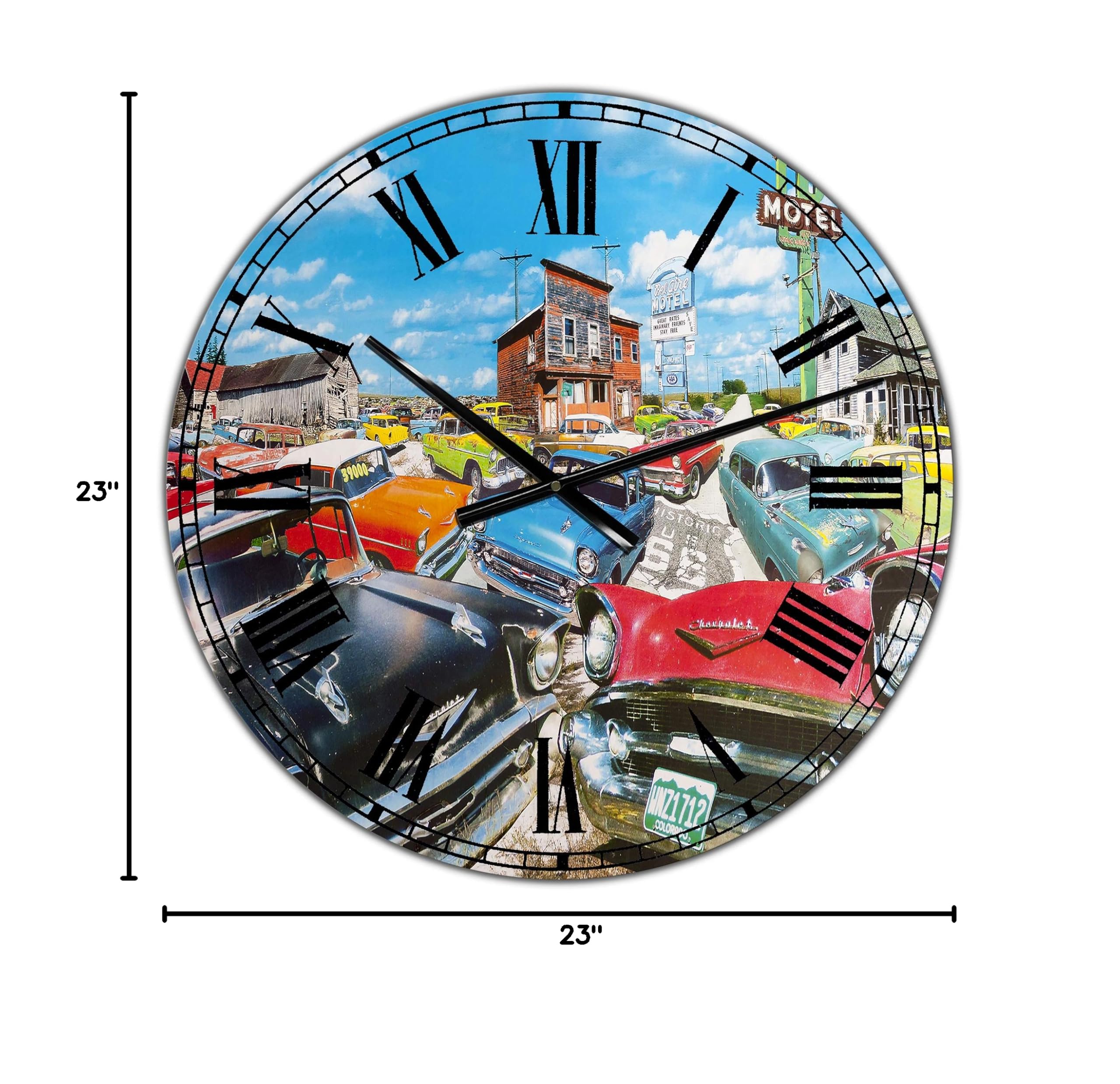 Designart The Tri Five Modern & Contemporary Round Wall Clock - Metal Decorative Clock for Home, Living Room, Bedroom, Office | Perfect for Wall Decor, Unique Gift Idea & Stylish Timepiece