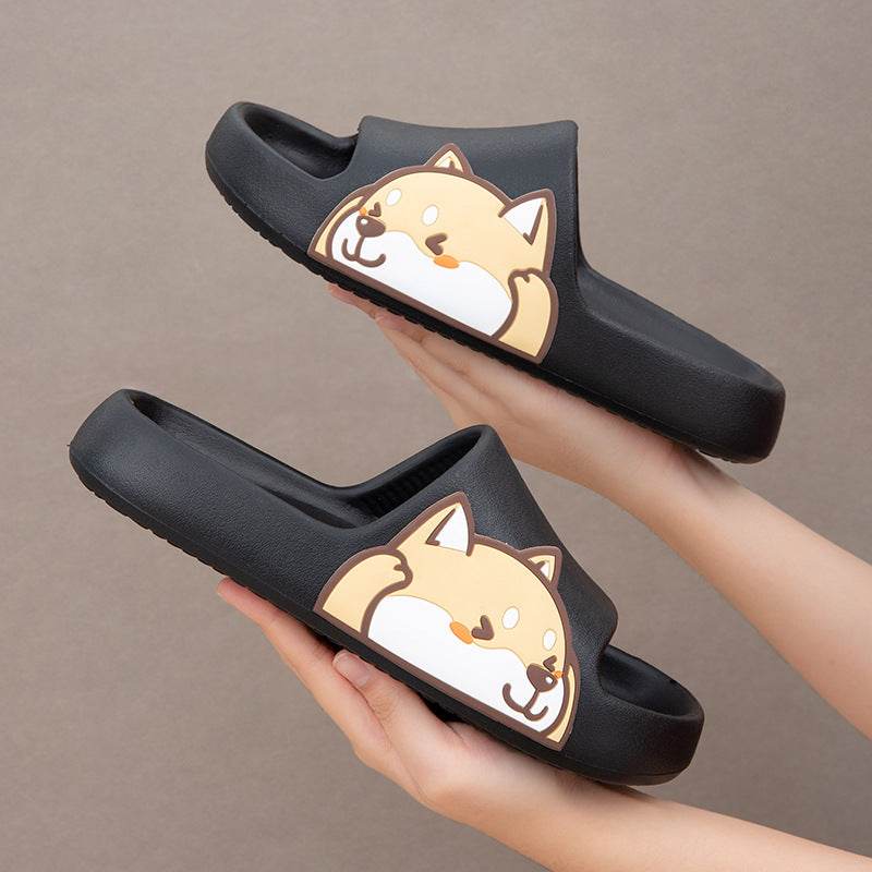 Cute Shiba Inu Dog House Slippers for Women & Men - Soft Plush Indoor Slides with Non-Slip Sole - Perfect for Home, Lounge, and Gift Giving