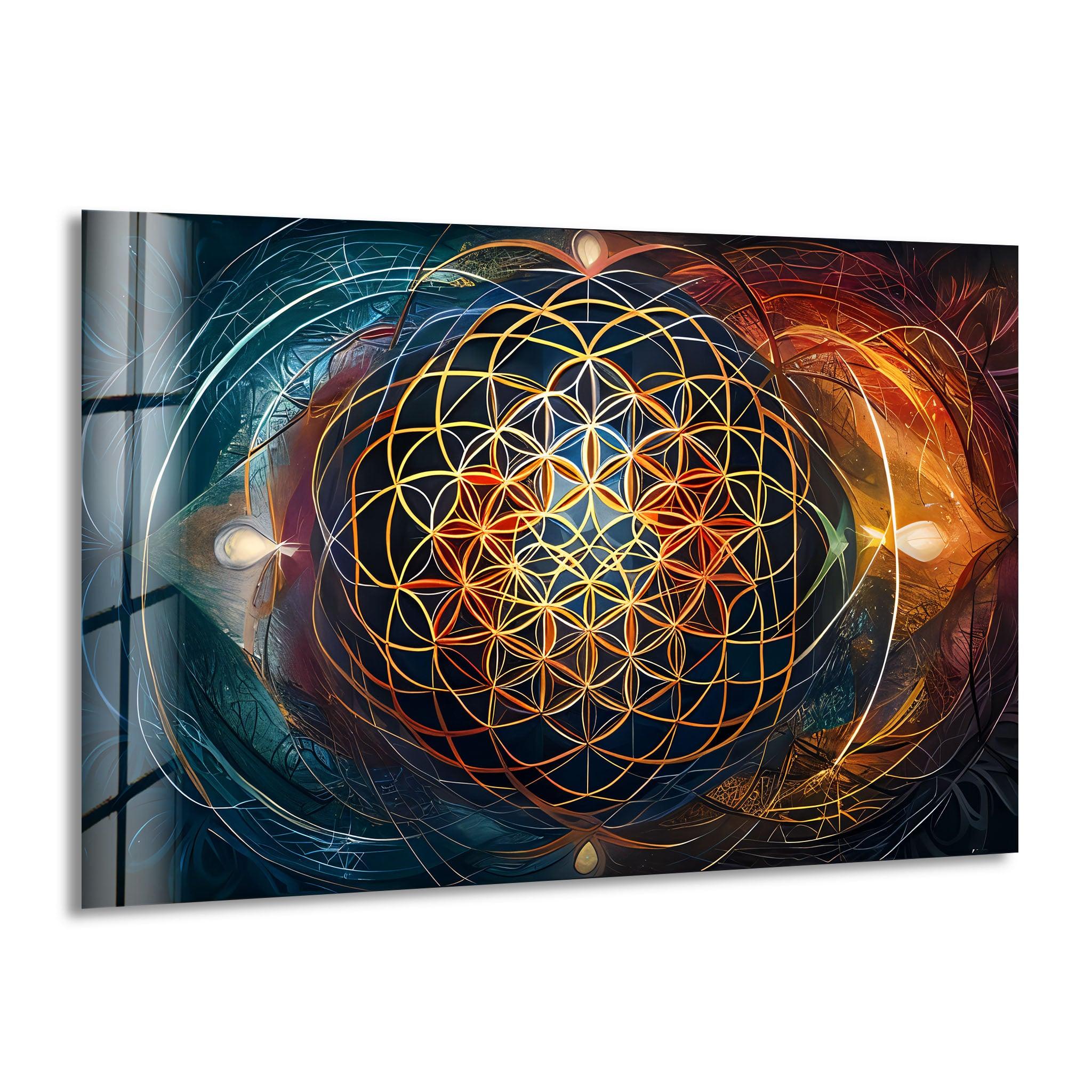 Vibrant Colored Spirals Glass Wall Art Decor - Modern Abstract Handmade Mosaic for Living Room, Bedroom & Office Decoration