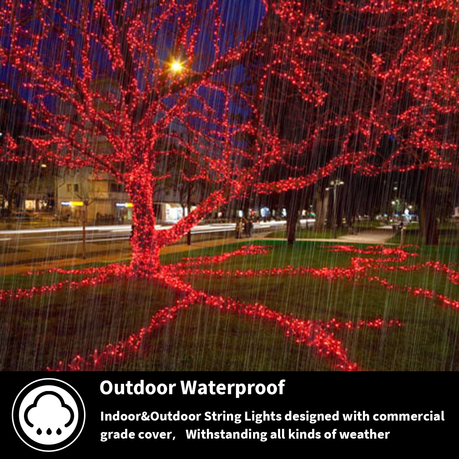 500 LED String Lights Outdoor Waterproof - 46ft Plug-in Christmas Fairy Lights with 11 Modes (Green & Red) for Bedroom, Garden, Party & Holiday Decorations