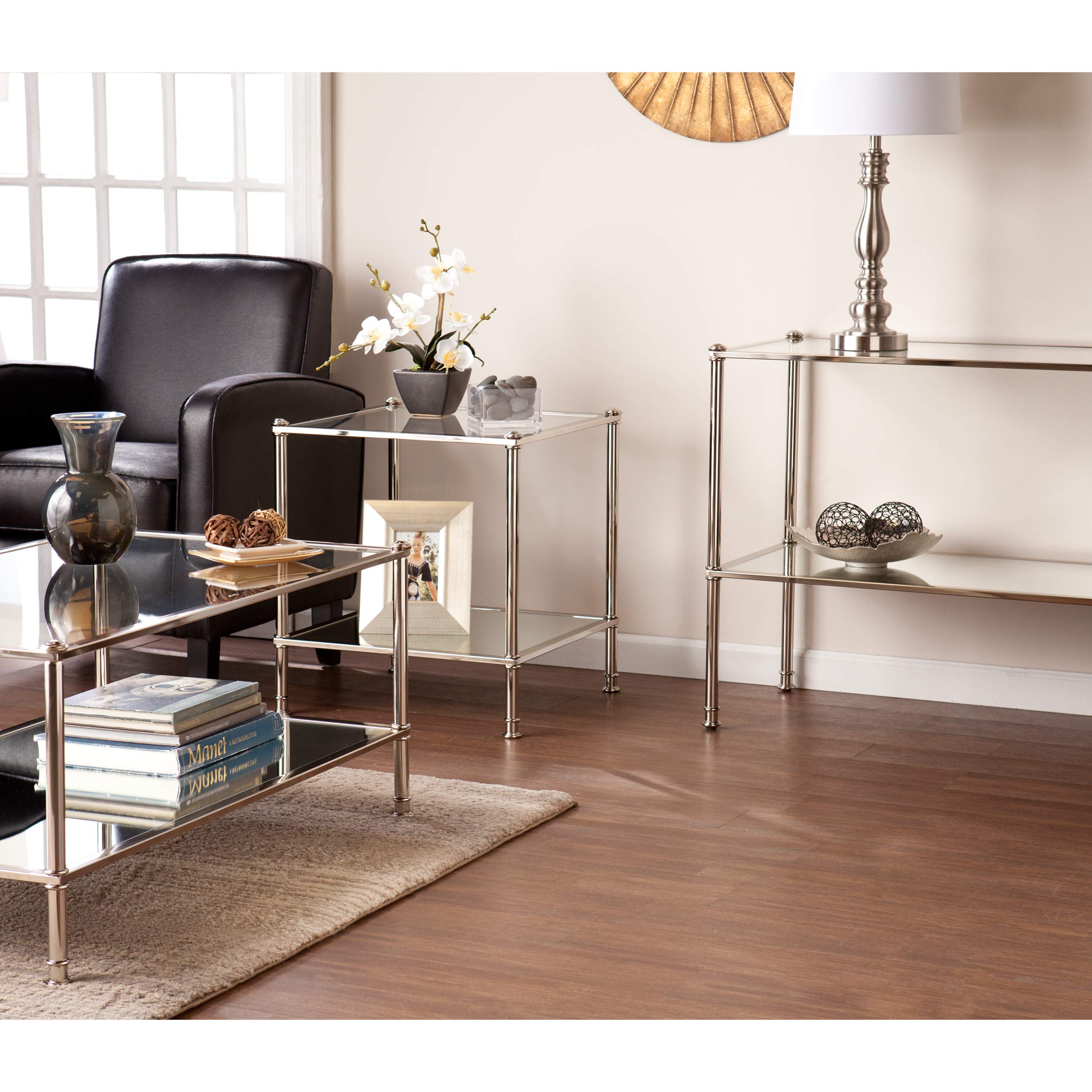 SEI Furniture Paschall End Table - Metallic Silver Finish - Modern Side Table for Living Room, Bedroom & Office - Stylish Accent Table with Durable Metal Frame