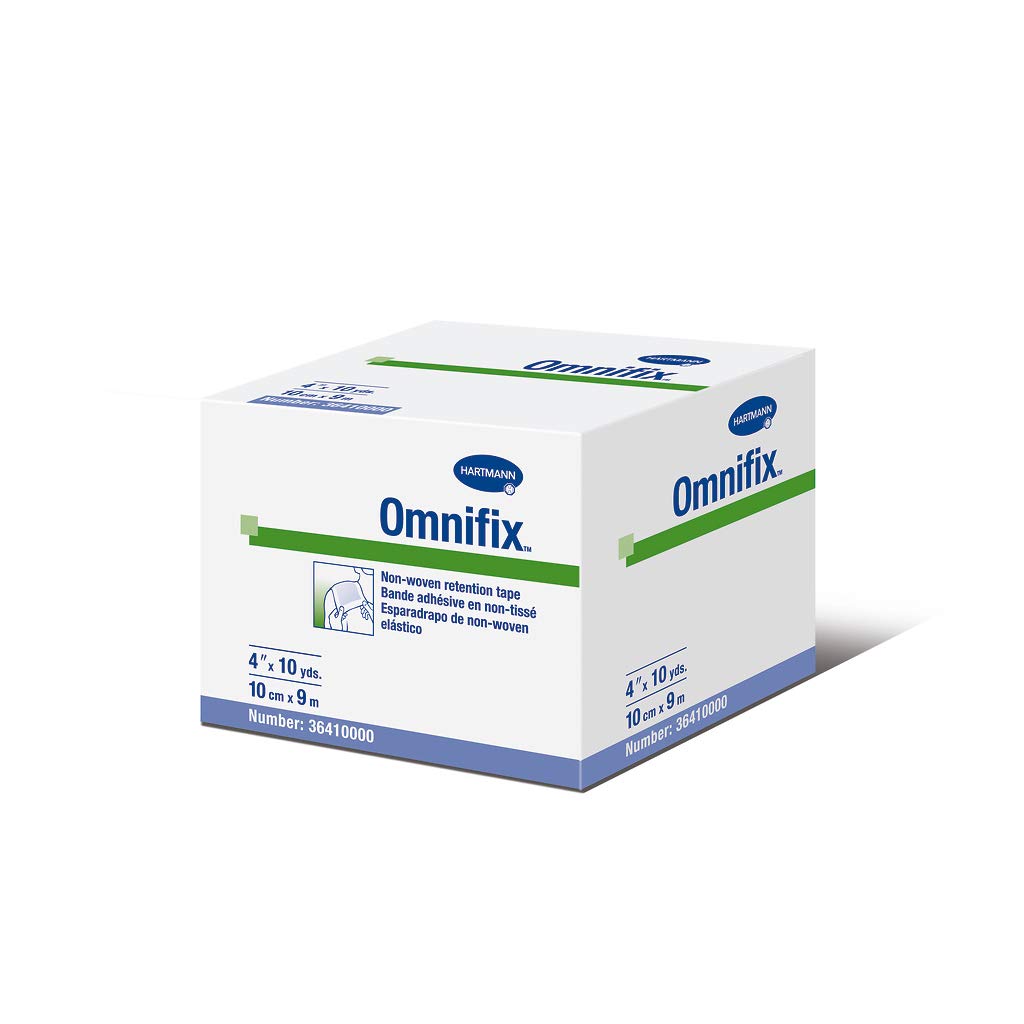 Hartmann Omnifix Latex-Free Non-Woven Medical Tape - 4 Inch x 10 Yards (Box of 12 Rolls) - Breathable Wound Dressing Retention Tape for First Aid, Bandage Securing & Post-Surgical Care