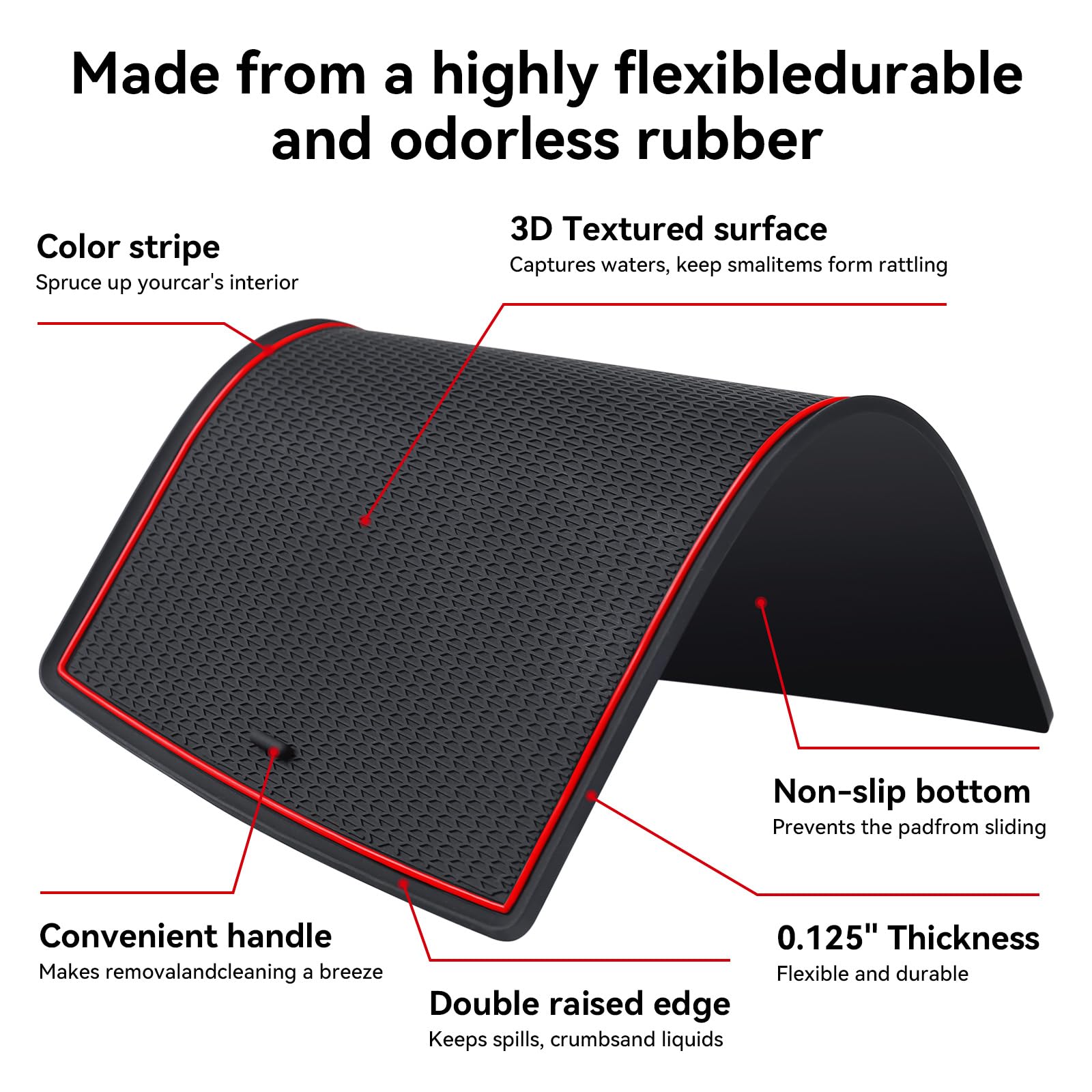 Premium 18-Piece Non-Slip Interior Accessories Set for Honda CR-V 2023-2025 - Center Console Liner, Cup Holder Mats, Door Slot Pads & Coaster Trims (Black & Red) - Perfect for Car Organization & Dust Protection