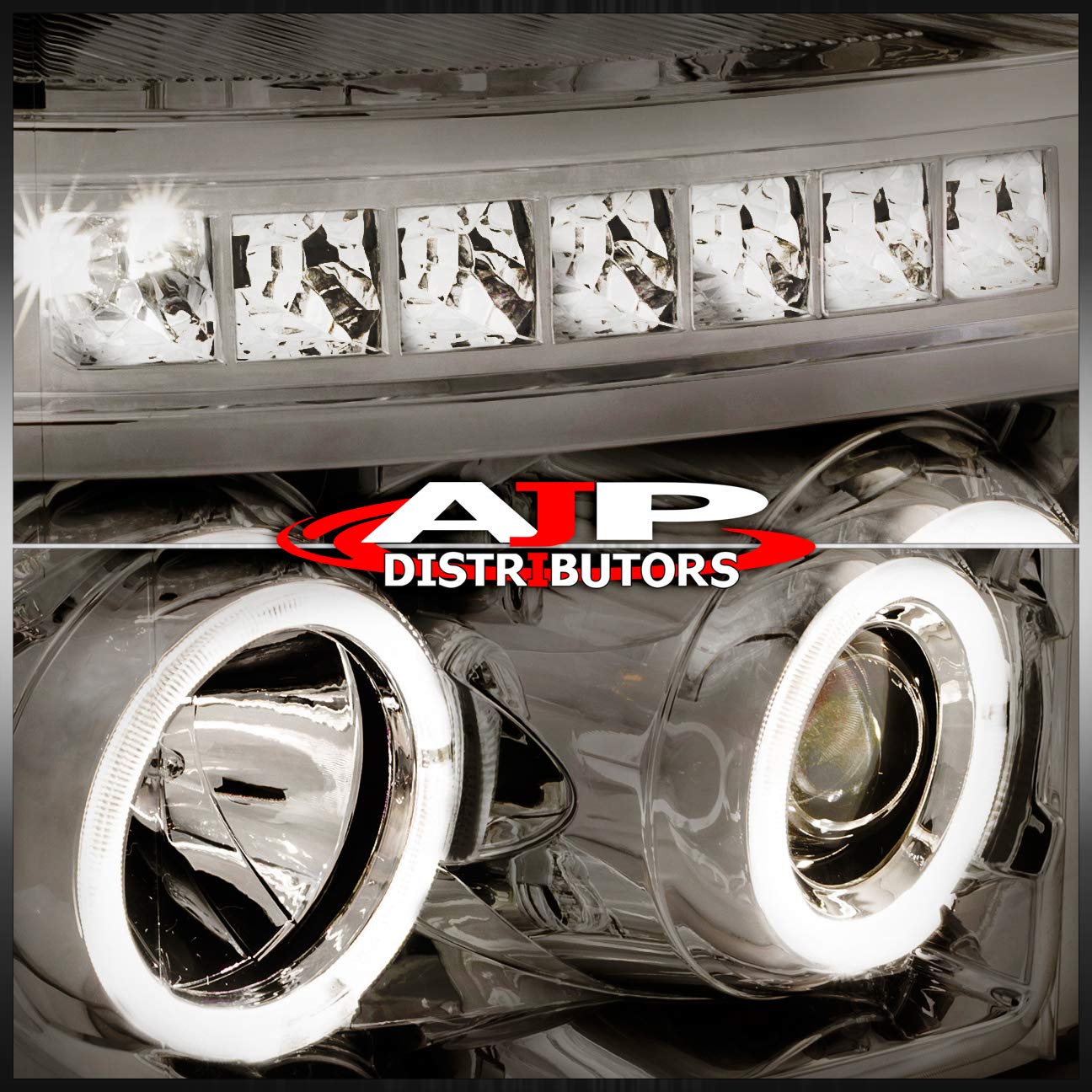 Ford F250 F350 F450 LED DRL Headlights 2011-2015 - Chrome Smoke Amber for Night Driving