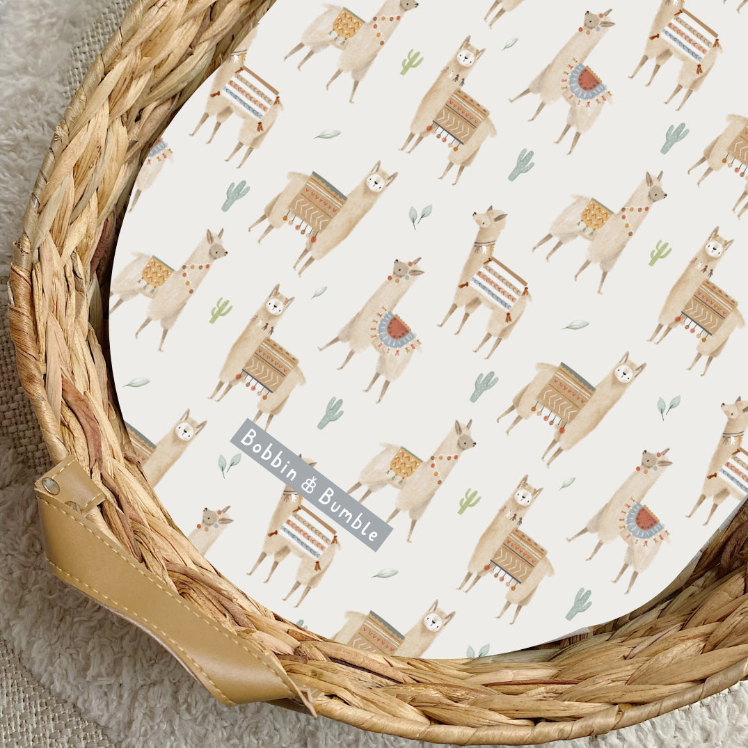 Alpaca Print PVC Changing Basket Liner - Waterproof & Washable Baby Changing Pad Cover | Bobbin and Bumble | Perfect for Nursery, Diaper Bags & Travel