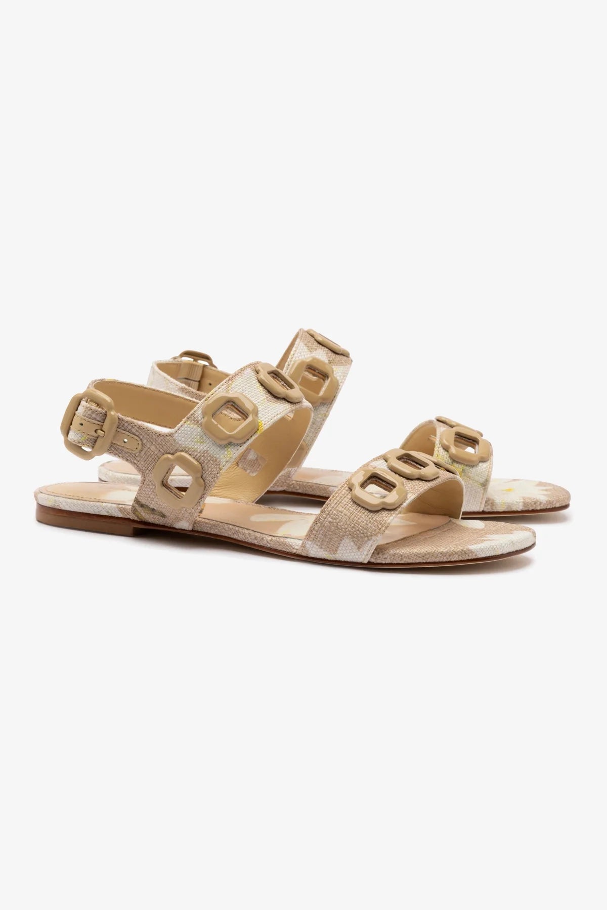 Milan Flat Sandals for Women - Beige Woven Raffia Summer Slides - Comfortable Beach Sandals for Vacation, Poolside & Casual Outings