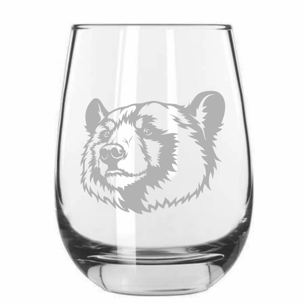 Black Bear Stemless Wine Glass 15.25oz - Zoo Animal Theme for Parties & Gifts