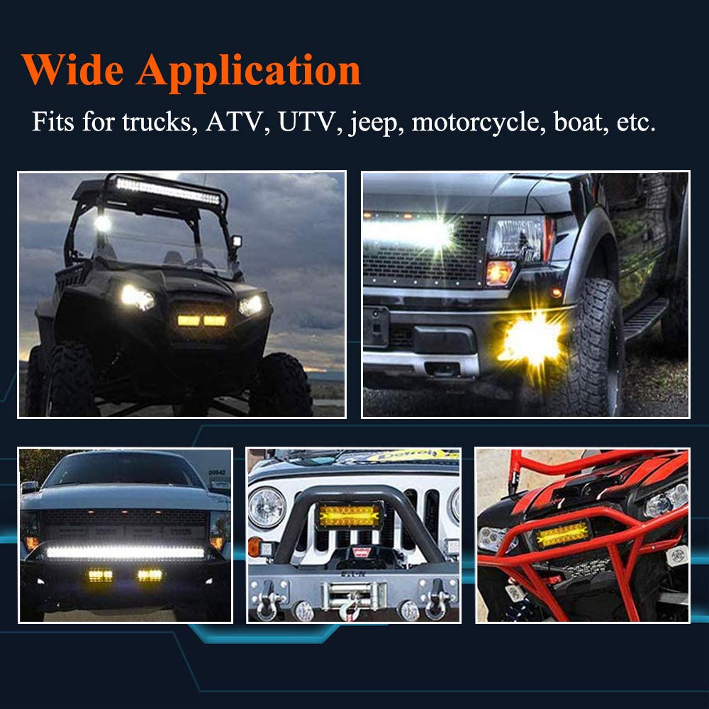 Samman 7 Inch Yellow LED Fog Light Bar - Amber Off-Road Driving Lights, Waterproof LED Work Light with Spot & Flood Combo Beam for Jeep, UTV, ATV, Truck, Boat - Perfect for Night Off-Roading, Work Sites & Marine Use