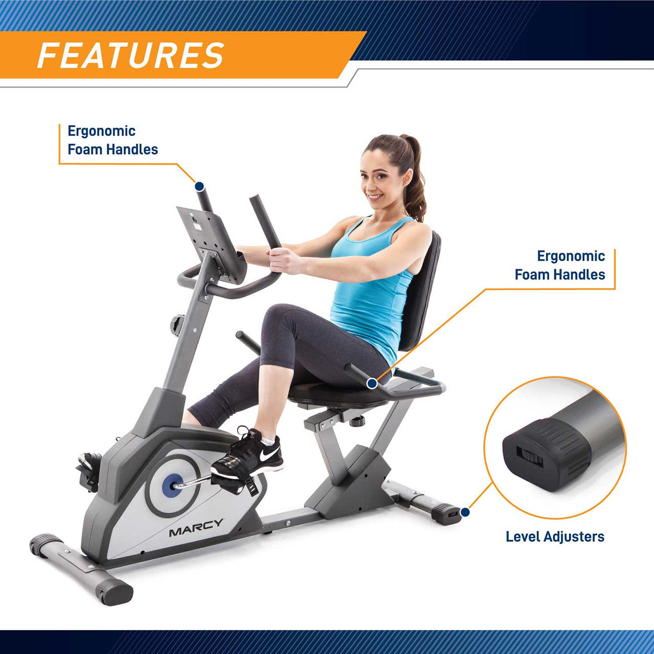 Marcy NS 40502R Recumbent Exercise Bike - Comfortable Home Workout Equipment for Cardio & Strength Training | Perfect for Home Gym, Rehabilitation & Low-Impact Fitness