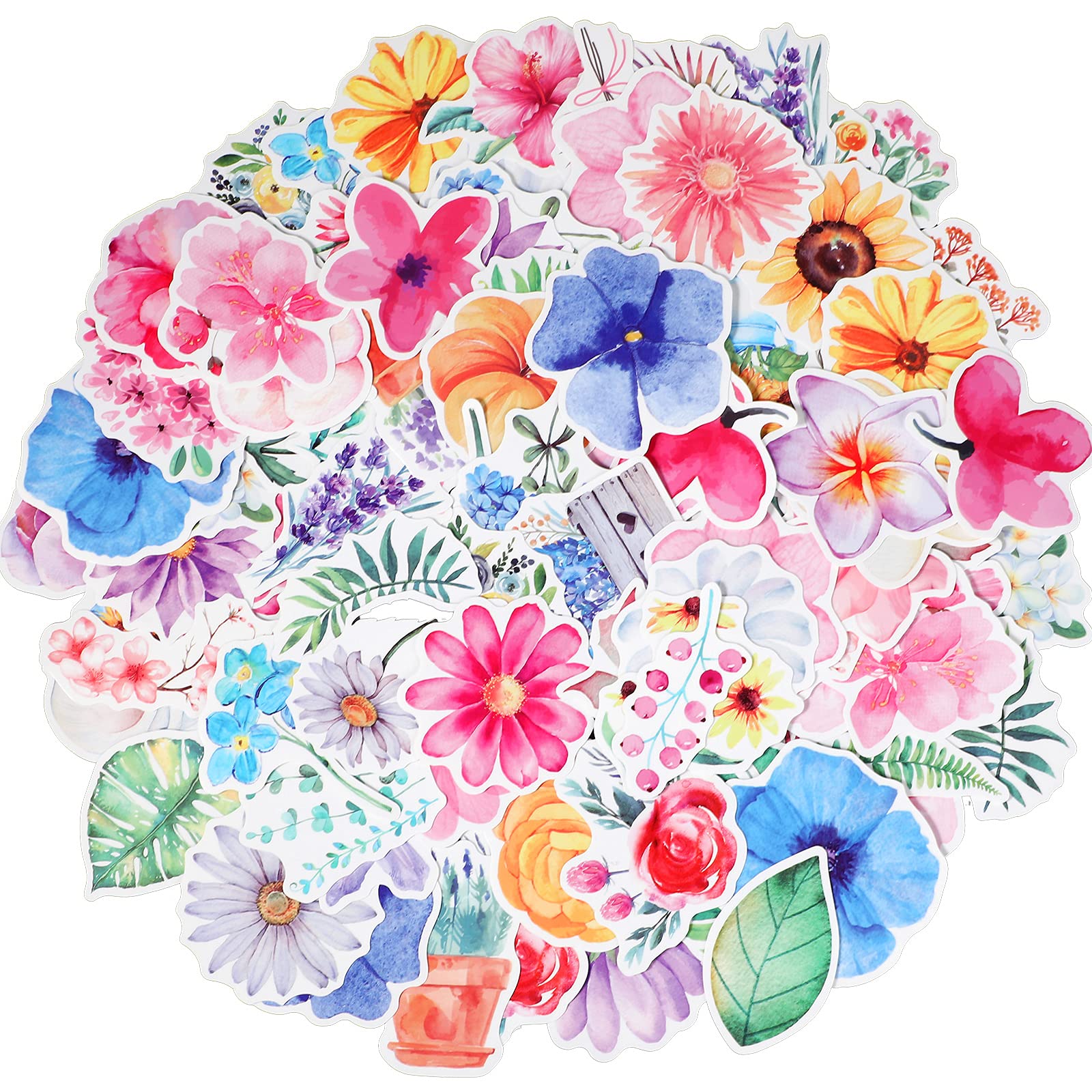 120 Pieces Waterproof Flower Stickers - Vinyl Decals for Water Bottles, Phones, Laptops, Skateboards & Scrapbooks - Cute Floral Designs for Kids, Teens & Adults - Perfect for DIY Crafts, School Projects & Personalizing Belongings