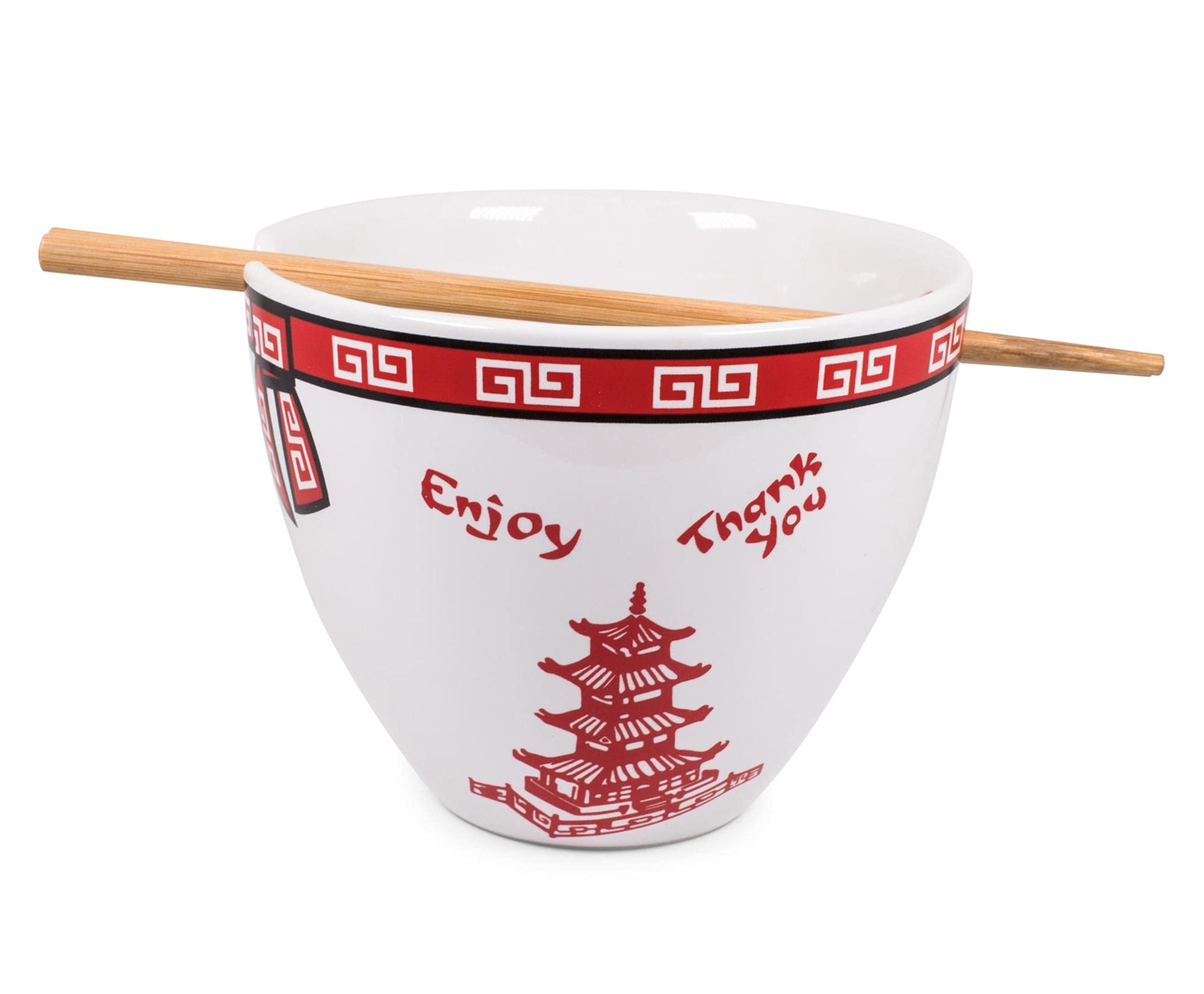 Bowl Bop Chinese Takeout Box Dinnerware Set - 16-Ounce Ramen Noodle Bowl with Chopsticks | Perfect for Asian Cuisine, Home Dining & Party Serving
