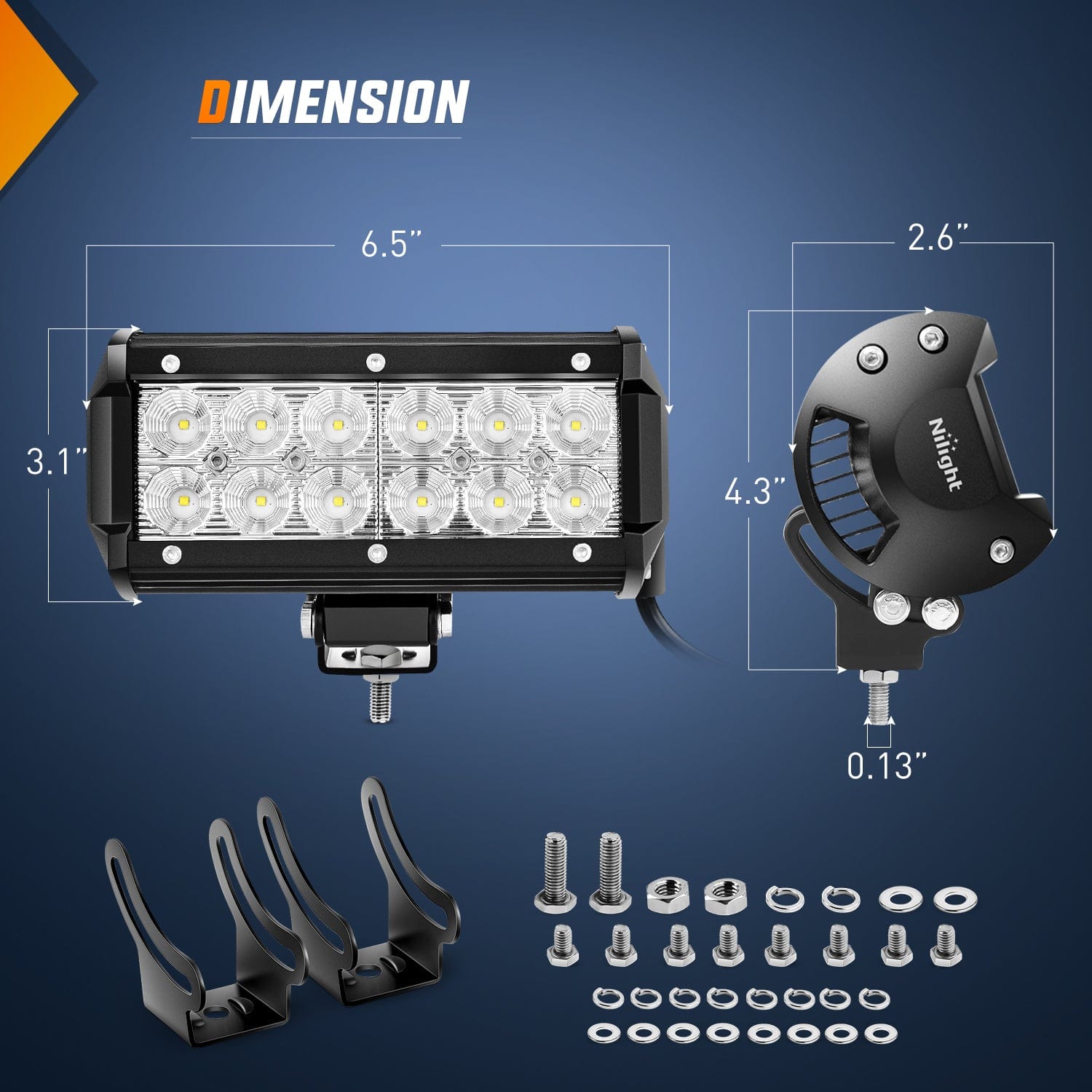 6.5 Inch 36W 1260LM LED Light Bar with Amber/Black Covers - Waterproof Off-Road Lighting for Trucks, ATVs, UTVs & Boats - High Intensity Flood Beam (Pair)
