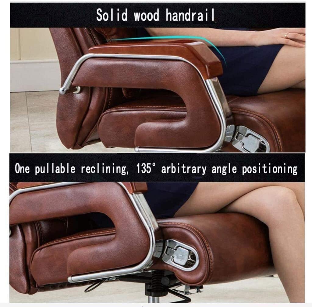 Ergonomic Executive Swivel Office Chair with Adjustable Height, Armrests & Lumbar Support - Reclining Leather Computer Desk Chair for Home & Study (Brown) - Perfect for Long Work Hours, Gaming & Remote Work