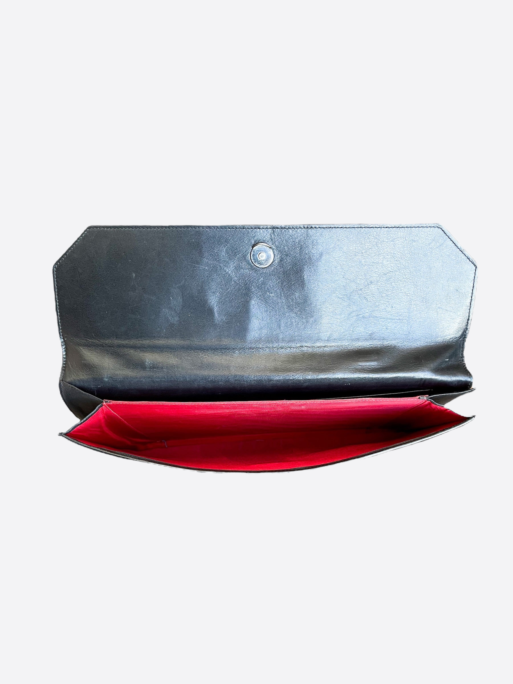 Christian Louboutin Black Leather Spiked Document Holder - Luxury Organizer for Business & Travel - Perfect for Office, Meetings & Professional Use
