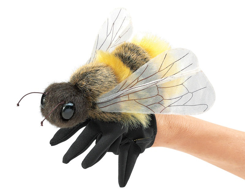 Folkmanis Honey Bee Hand Puppet - Realistic Plush Animal Toy for Kids, Storytelling & Educational Play - Perfect for Classroom, Theater & Imaginative Play
