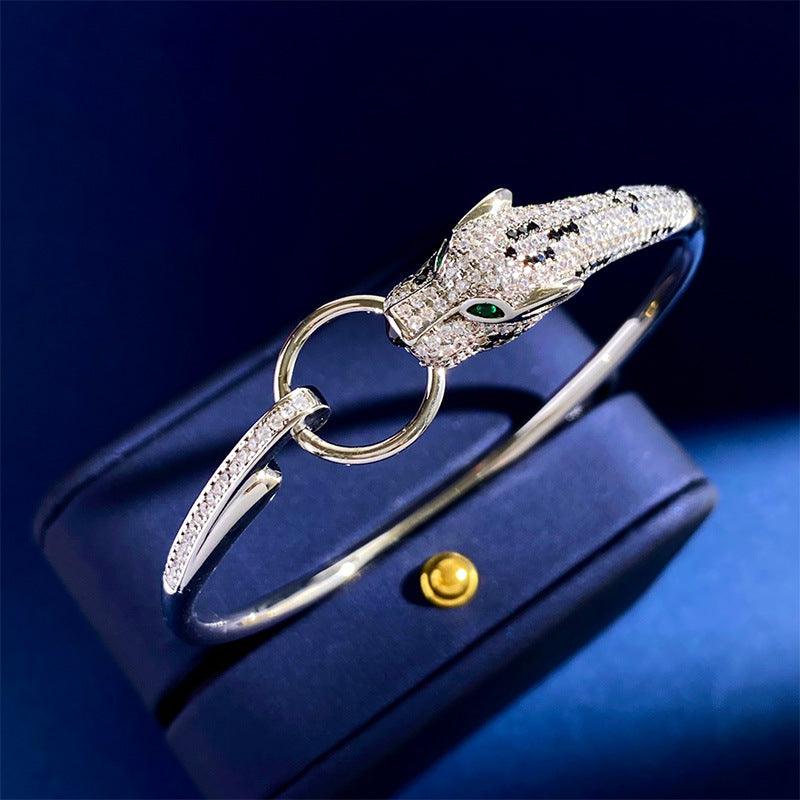 Elegant Rose Gold Leopard Diamond Ring Bracelet for Women - Perfect for Parties, Weddings & Special Occasions