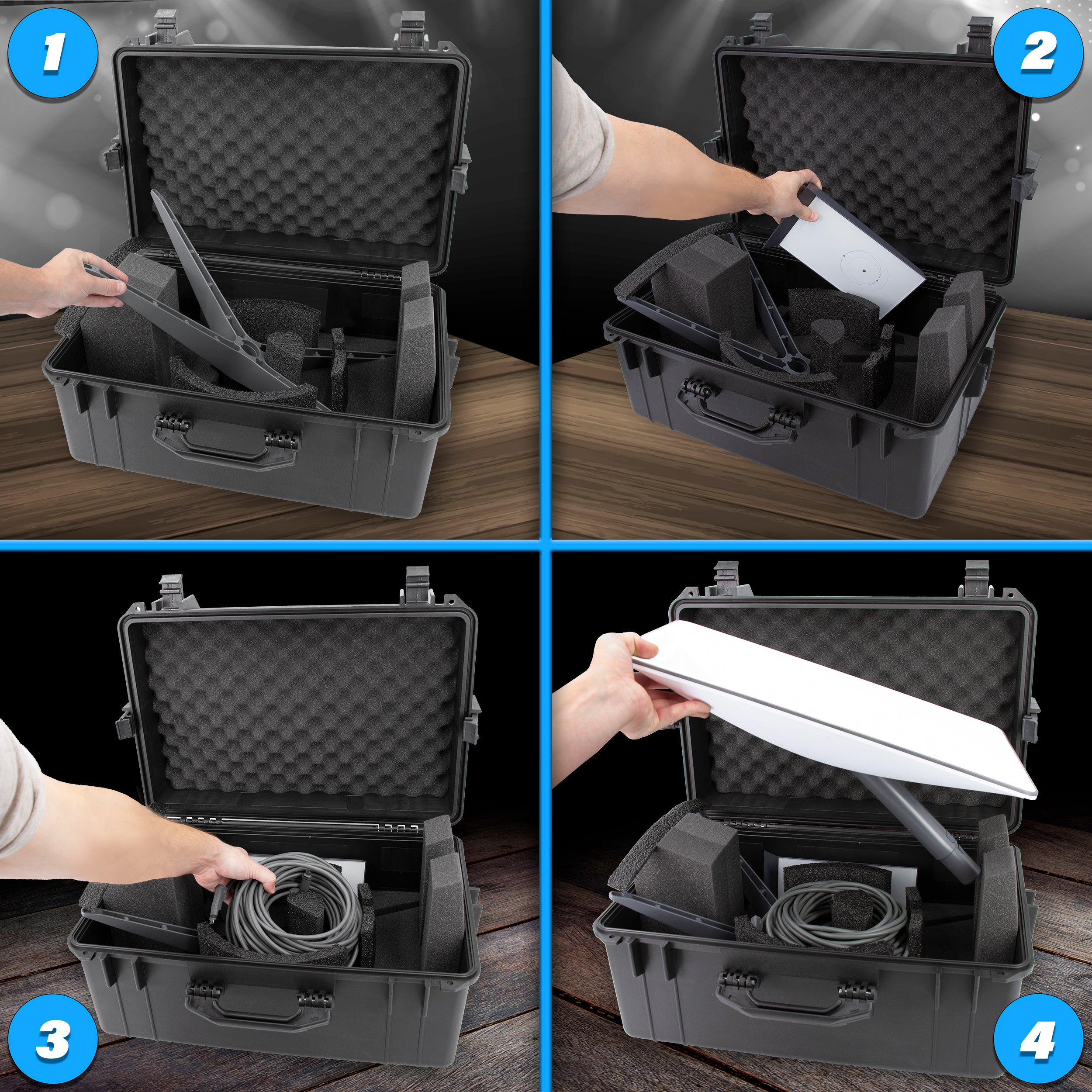 CASEMATIX Waterproof Travel Case for Starlink Standard Actuated V2 Dish Kit - Protective Storage for Router, Cables & Adapters | Perfect for Camping, RV Trips & Outdoor Satellite Internet Use