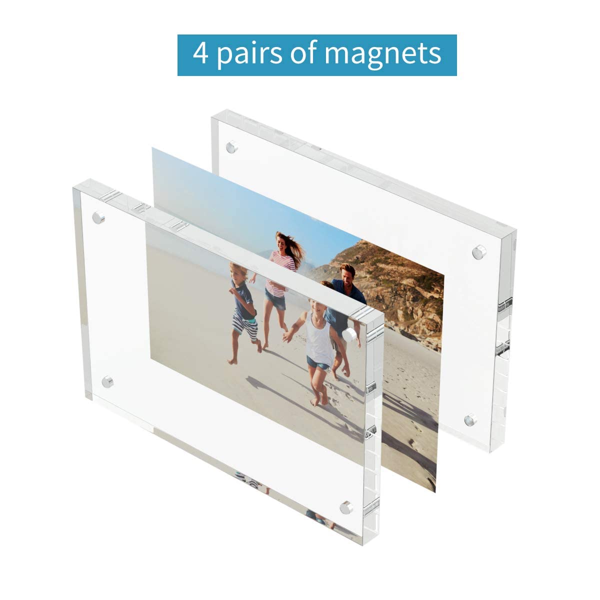 AITEE 4x6 Acrylic Picture Frames 3 Pack - 20% Thicker Clear Lucite Photo Frames with Double-Sided Magnetic Stand for Tabletop Display | Perfect for Office Desk, Home Decor & Gift Giving