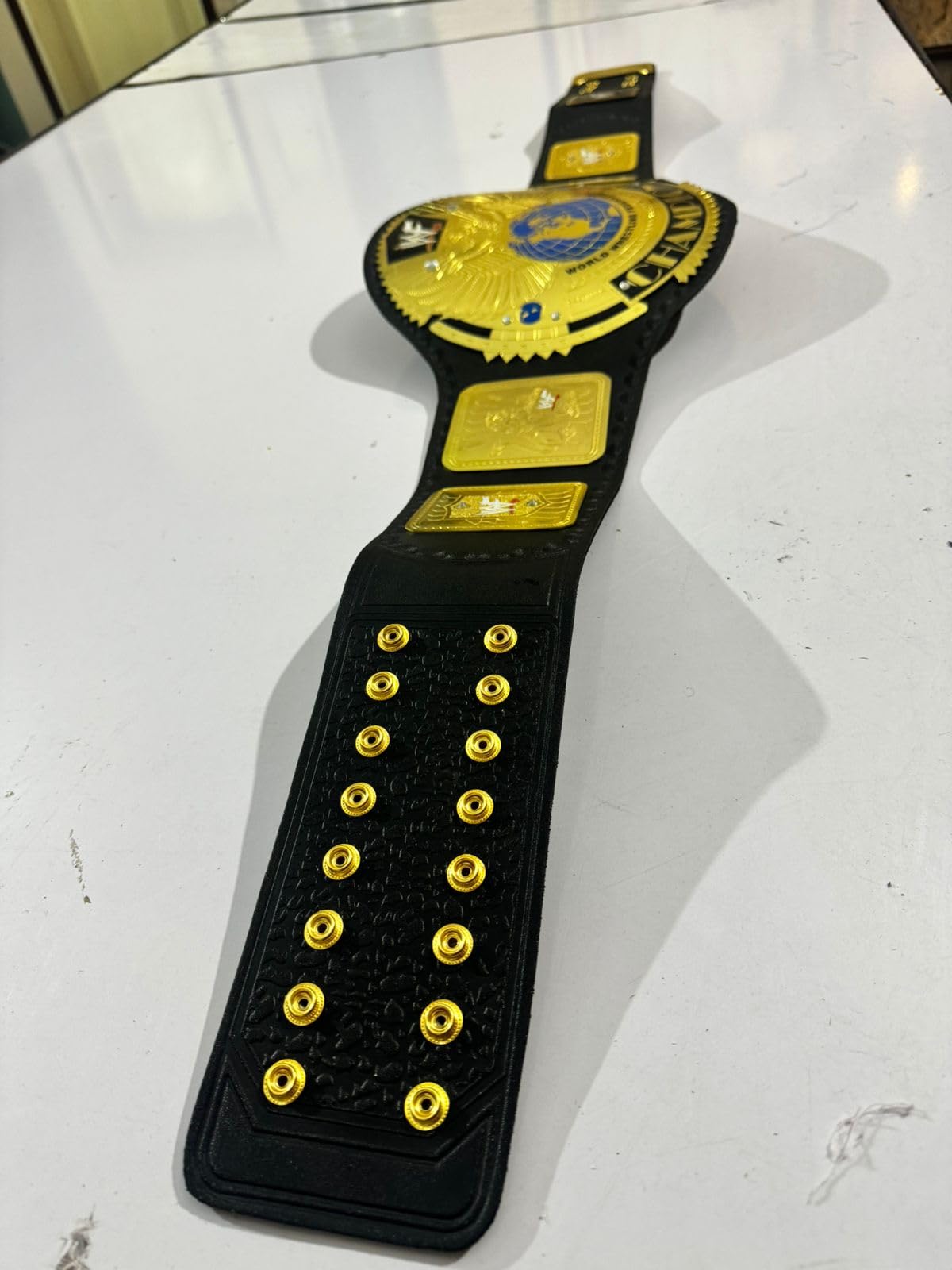 Premium Black & Gold Leather Wrestling Belt for Adults - 2MM Brass Plates - Championship Title Replica for WWE Fans, Cosplay & Sports Events