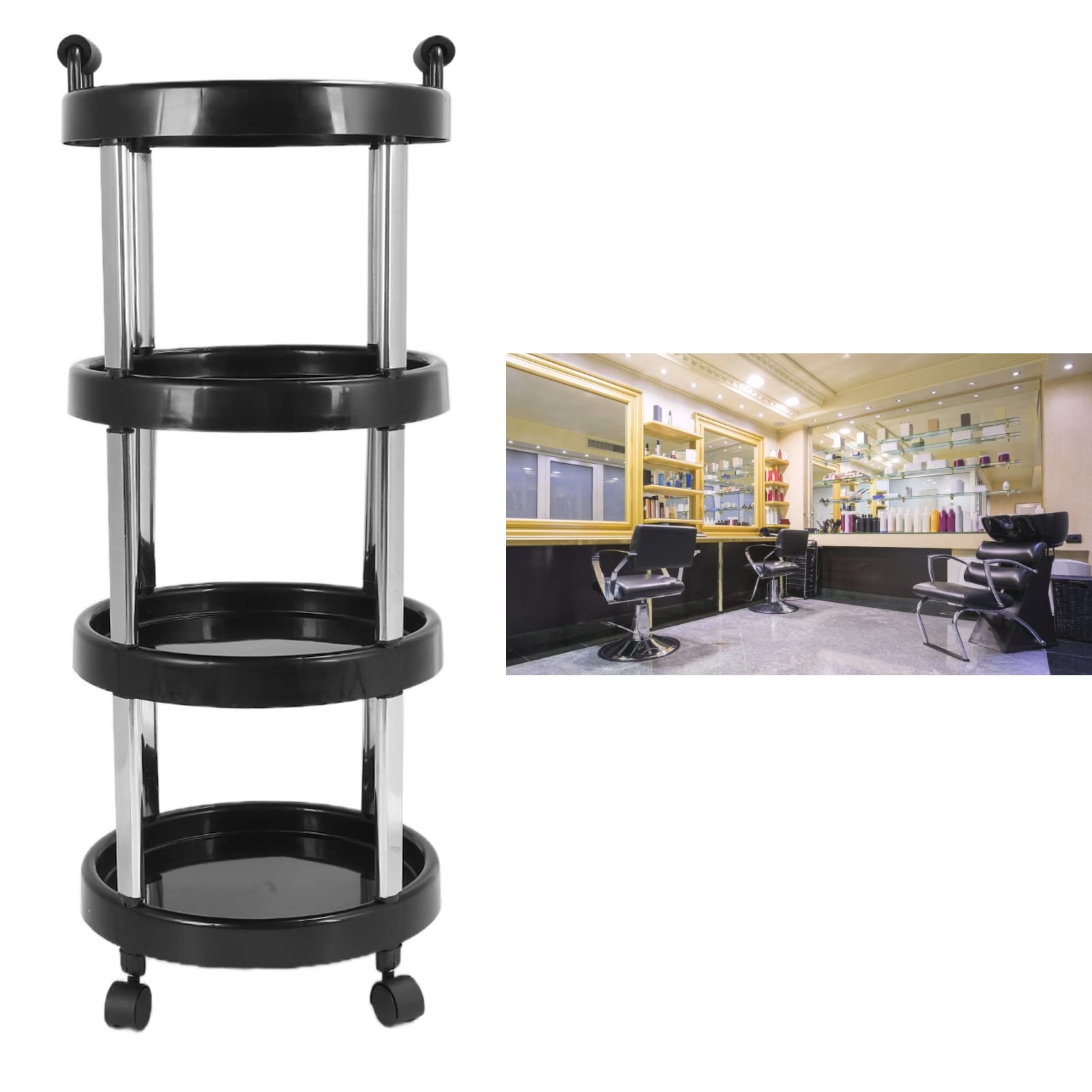 4-Layer Stainless Steel Salon Trolley Cart - Universal Rolling Hairdressing Storage Cart with Wheels for Salon Tools & Equipment | Perfect for Hair Stylists, Beauty Salons & Mobile Hairdressers
