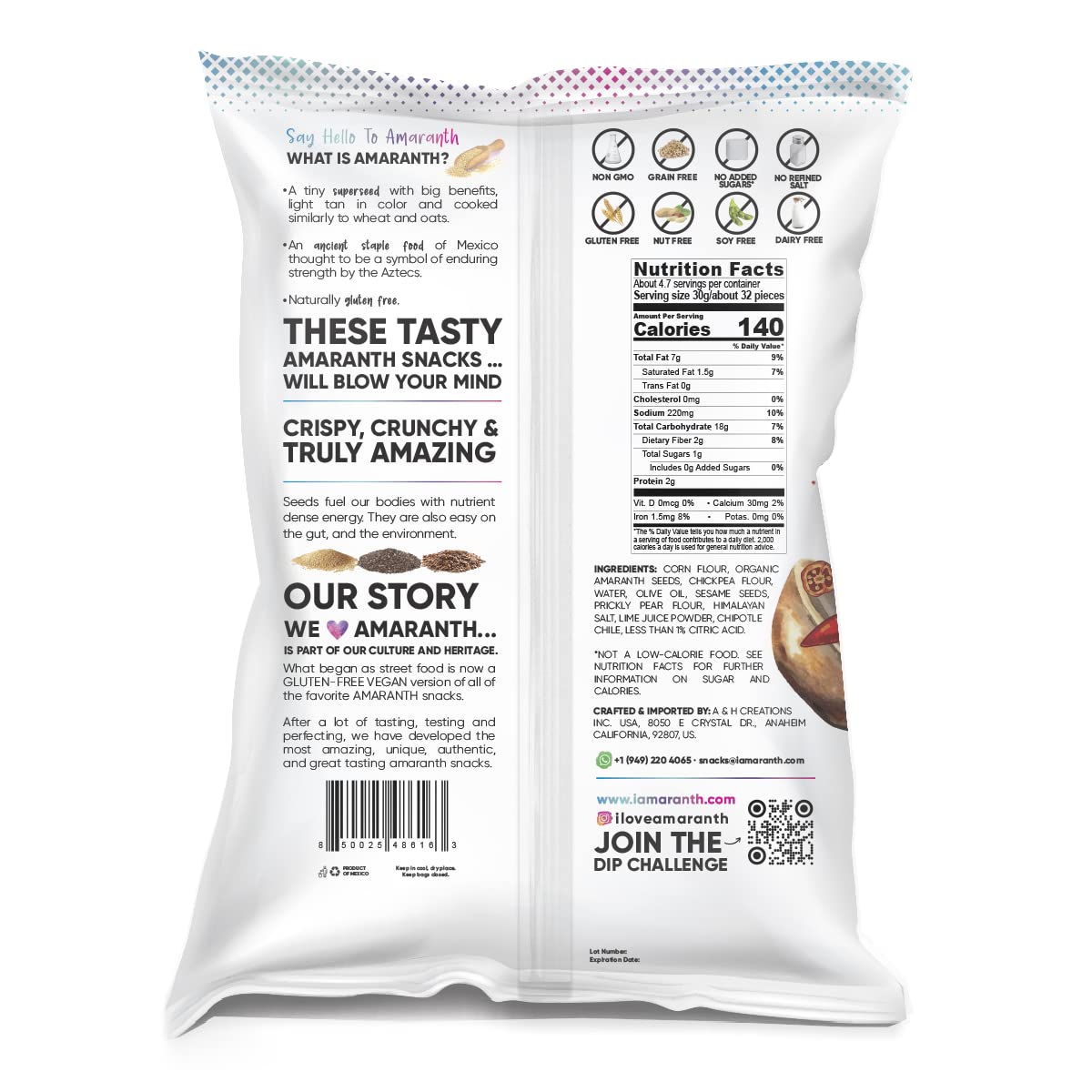 Organic Amaranth Churritos - Chipotle Flavor with Himalayan Pink Salt | Gluten-Free, Vegan, Non-GMO Healthy Snacks | Crunchy Plant-Based Chips for Parties, School Lunches & On-the-Go Snacking | Pack of 3