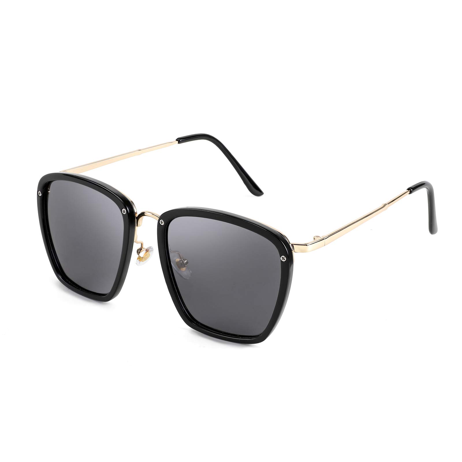 FEISEDY Vintage 80s Style Polarized Square Sunglasses for Men & Women - Classic Metal Frame UV Protection Retro Shades B9007 | Perfect for Driving, Beach, Outdoor Activities & Fashion Accessories