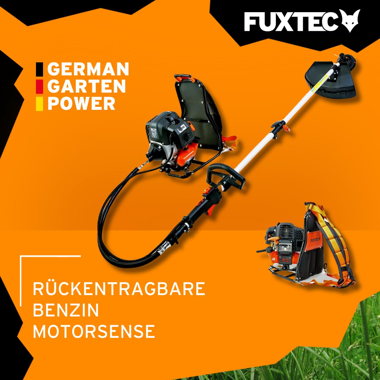 FUXTEC FX-MS152T 52cc 2-Stroke Gas-Powered Backpack Trimmer with 2-in-1 Multitool & Shoulder Harness - 3HP Lawn Edger, Brush Cutter, Weed Whacker for Professional Landscaping & Yard Maintenance