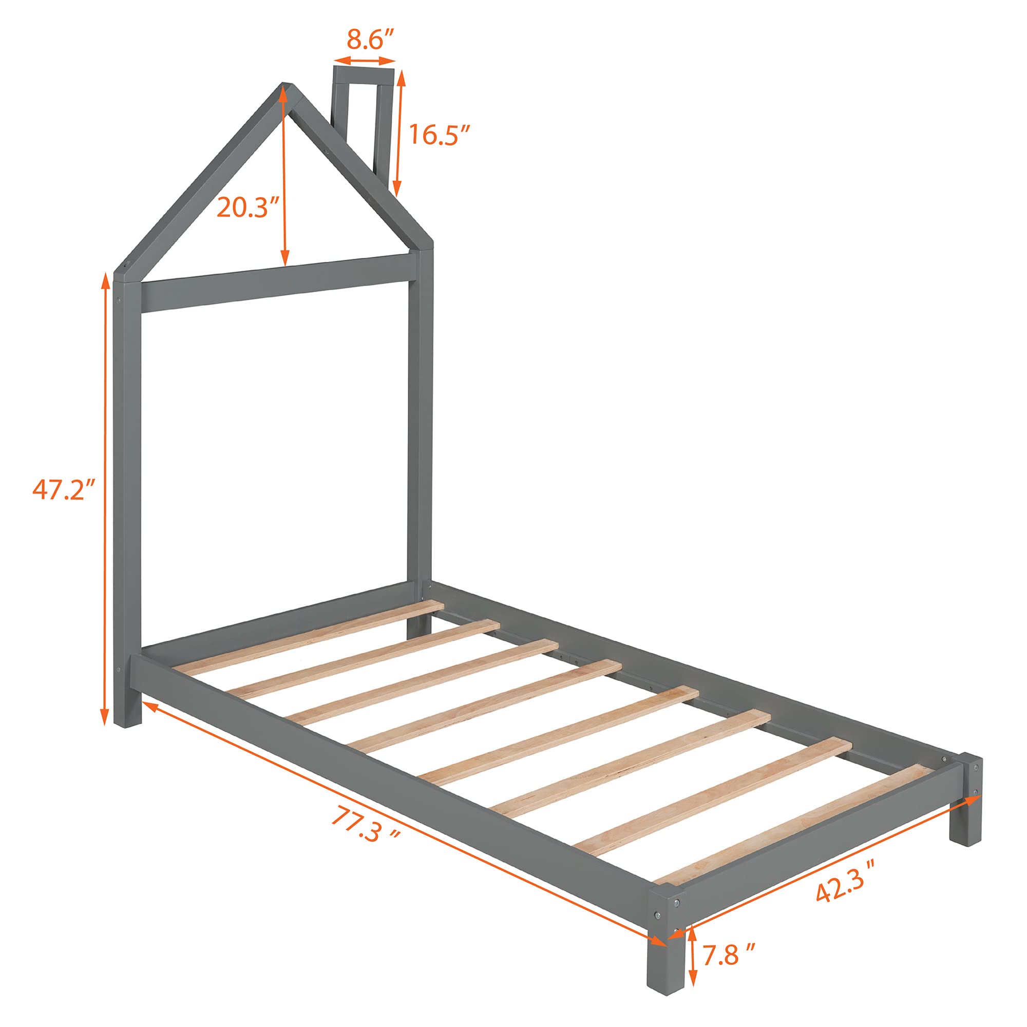 AOCOROE Solid Wood Twin Bed Frame for Kids - Sturdy Platform Bed with Headboard & Slats, No Box Spring Required | Perfect for Boys & Girls Bedrooms, Dorm Rooms & Guest Rooms
