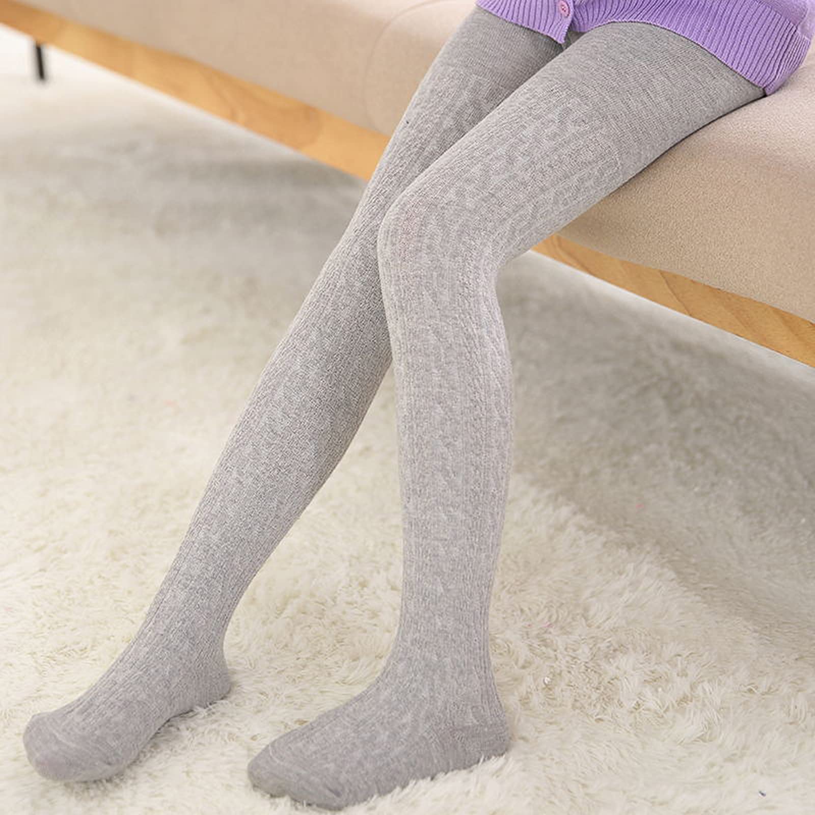TechCity Girls Tights - Toddler Seamless Cotton Leggings & Cable Knit Pantyhose for Girls 2-14 Years - Soft & Comfortable Stockings for School, Playtime & Everyday Wear