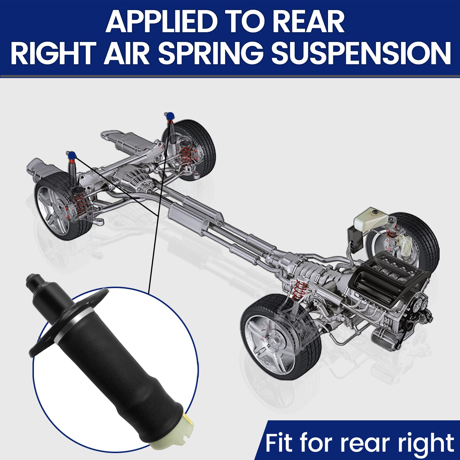 Rear Right Air Suspension Spring Bags Replacement for 1999-2006 Audi A6 C5 & 2001-2005 Audi Allroad Quattro Wagon (C5) - OEM 4Z7616052A - Improve Ride Comfort & Stability for Smooth Driving