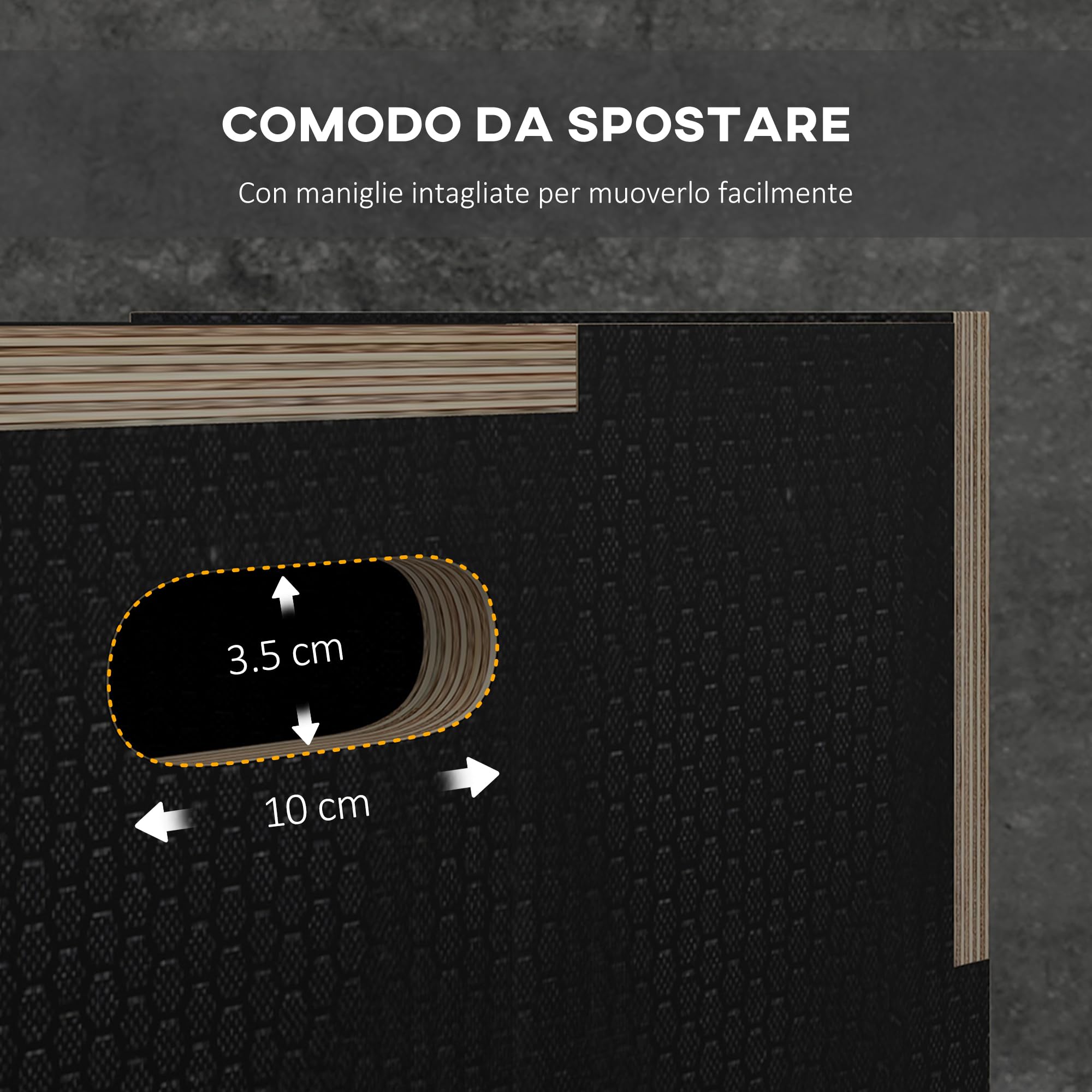 SPORTNOW Premium Beech Wood Plyo Box with Non-Slip Surface - 120kg Weight Capacity - Black - Perfect for CrossFit, Home Gym & Plyometric Training