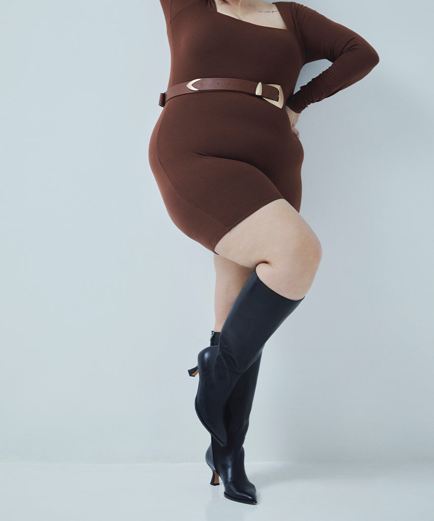 AUGGIE Extra Wide Calf Boots for Women - Black Leather Knee High Boots | Comfortable & Stylish for Work, Office, and Winter Outfits