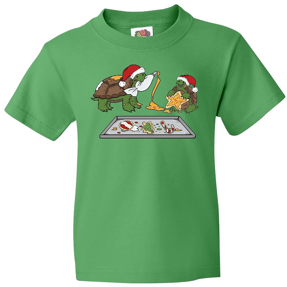 Inktastic Cute Turtles Baking Christmas Cookies Youth T-Shirt - Fun Holiday Baking Theme Kids Tee for Christmas Parties & Family Gatherings