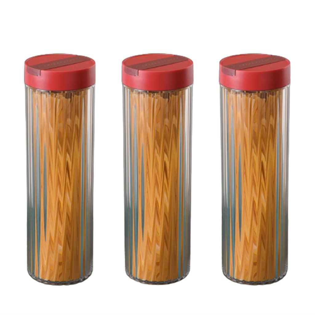 BPA-Free 44oz Grain Dispenser - 3-Piece Set for Kitchen Storage | Airtight Food Container for Cereals, Snacks, Dried Fruits | Perfect for Pantry Organization & Bulk Food Storage (Red)