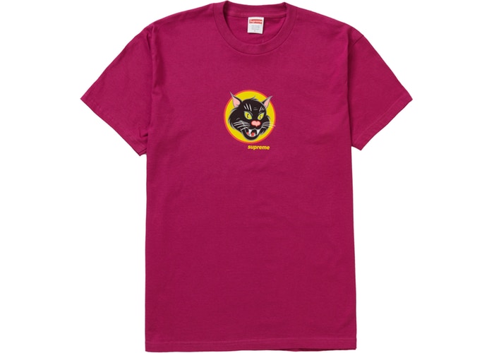 Supreme Black Cat Graphic T-Shirt in Magenta - Stylish Streetwear for Casual Outfits & Urban Fashion