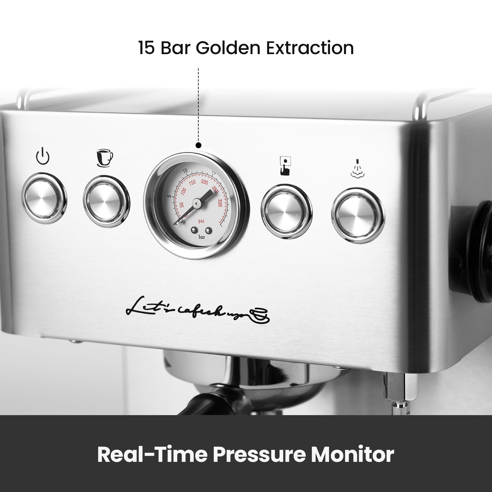 15 Bar Professional Espresso Machine with 1500W Powerful Pump - Stainless Steel Coffee Maker for Cappuccino & Latte | Perfect for Home Baristas & Coffee Lovers | Ideal for Kitchen, Office & Gifting (Model G3005H)