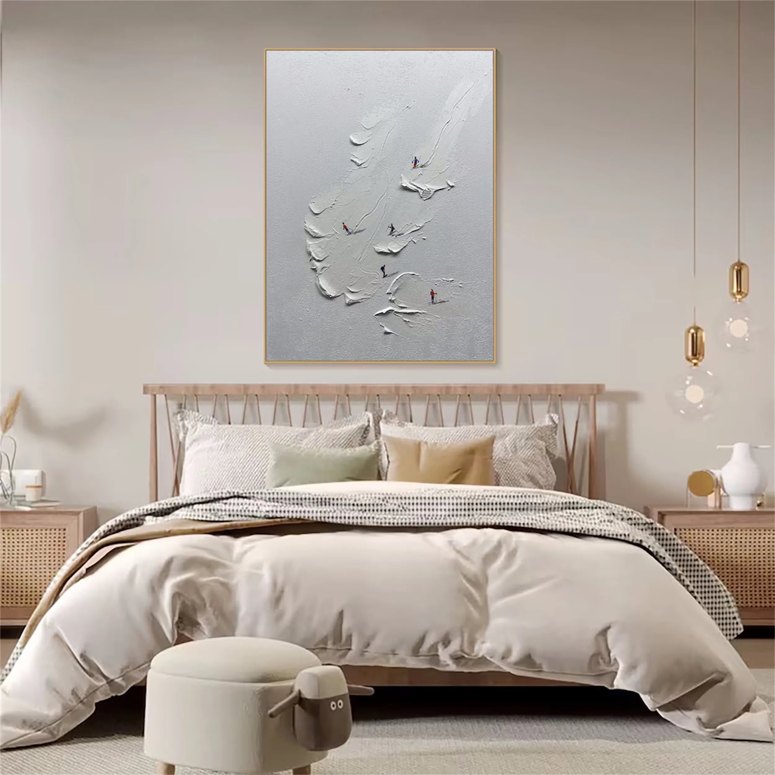 Premium Skiing Sport Art Textured Canvas Painting - Winter Sports Wall Decor for Home & Office (Style #MM221) | Perfect for Ski Lodge, Mountain Cabin & Sports Enthusiast Gifts