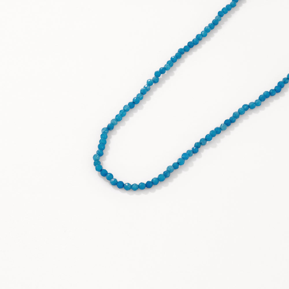 Micro Blue Agate Bead Necklace in Gold - Elegant Healing Crystal Jewelry for Women, Perfect for Meditation, Yoga & Spiritual Gifts