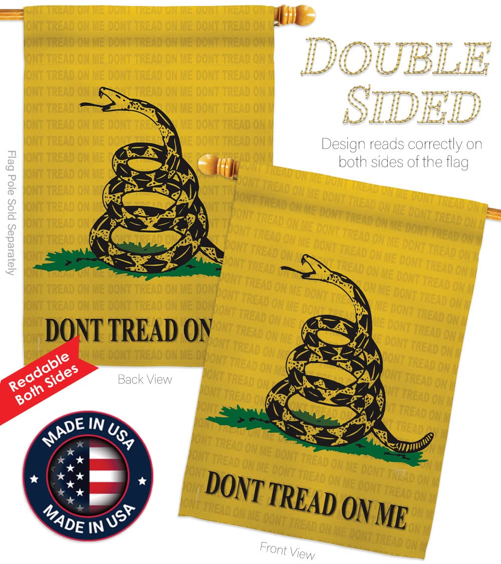 Breeze Decor Gadsden Americana House Flag Set 28x40 - Patriotic Outdoor Decor