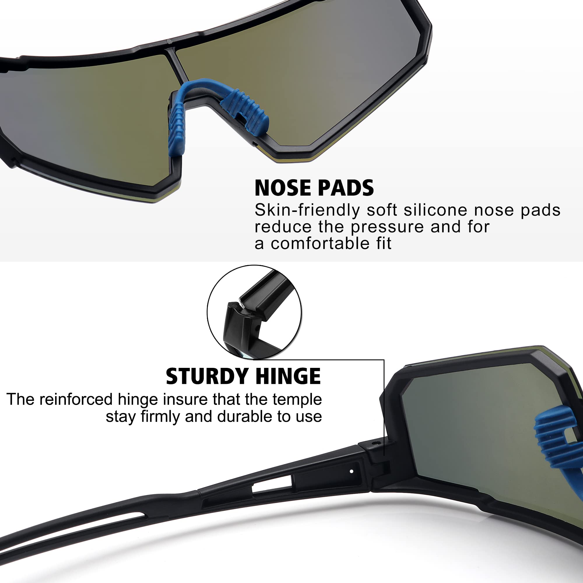 STORYCOAST Polarized Sports Sunglasses for Men & Women - UV400 Protection for Driving, Fishing, Cycling & Mountain Biking - Lightweight Outdoor Active Sunglasses for Running, Hiking & Beach