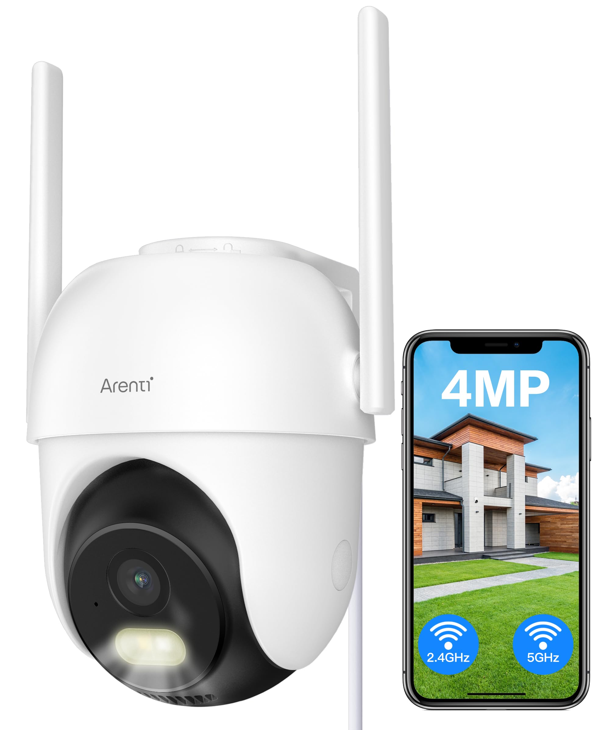 ARENTI 2K/4MP Outdoor Security Camera with Color Night Vision & Motion Tracking - 5G/2.4G WiFi Wireless Home Security Camera for Front Door, Backyard, Garage - Weatherproof IP66 Surveillance System for Day & Night Protection