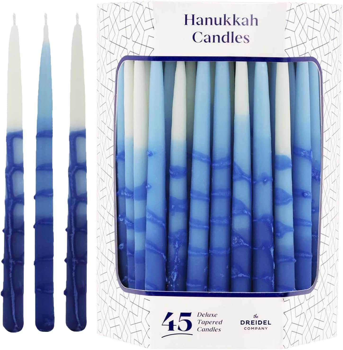 Dripless Deluxe Tapered Hanukkah Candles - Pastel Blue & White Menorah Candles for 8 Nights (2-Pack) | Premium Chanukah Candle Set for Home Decor & Jewish Holiday Celebrations