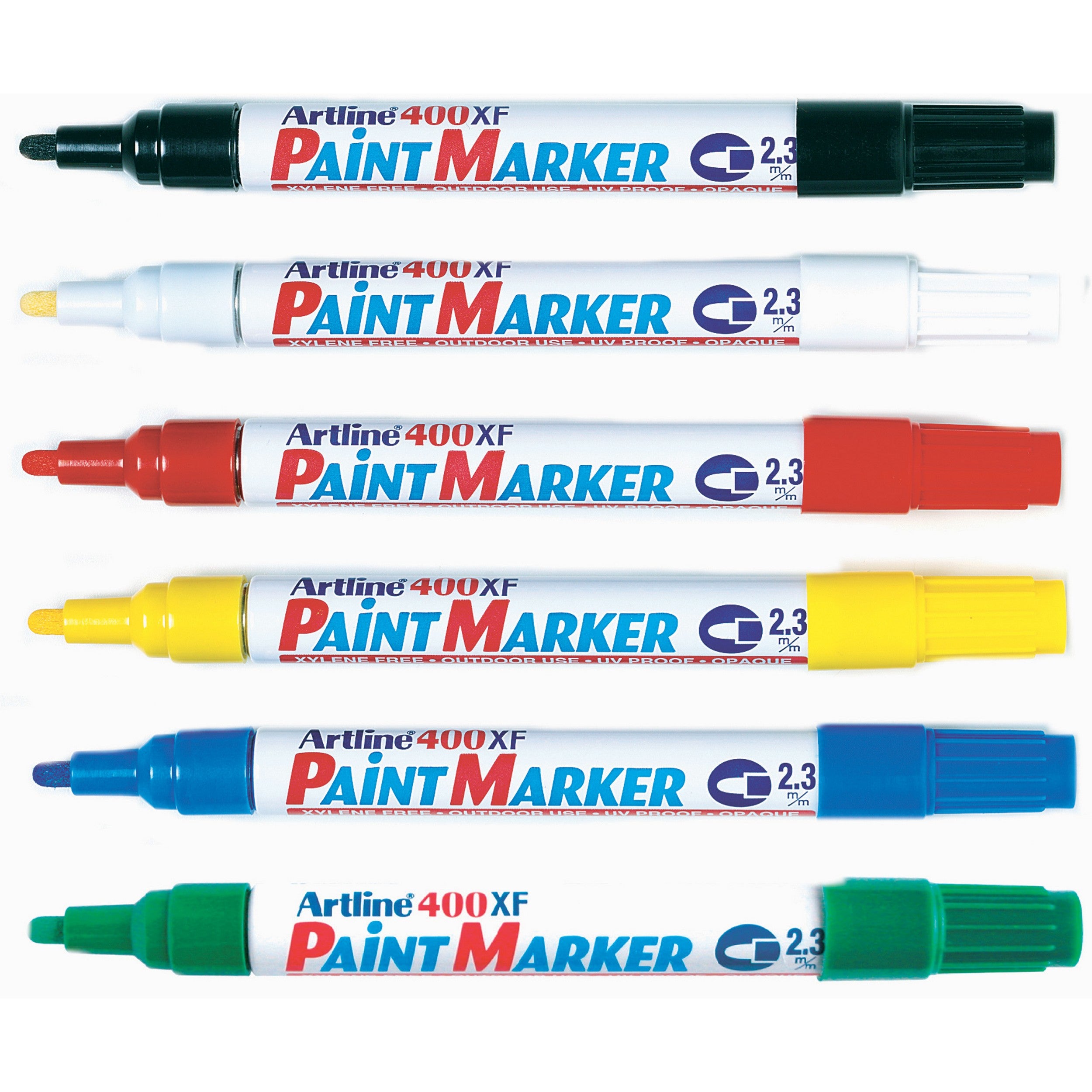 Artline 400 Assorted Colors Paint Marker Set - 12 Pack with 2.3mm Bullet Tip for Artists, DIY Crafts, and Home Decor Projects