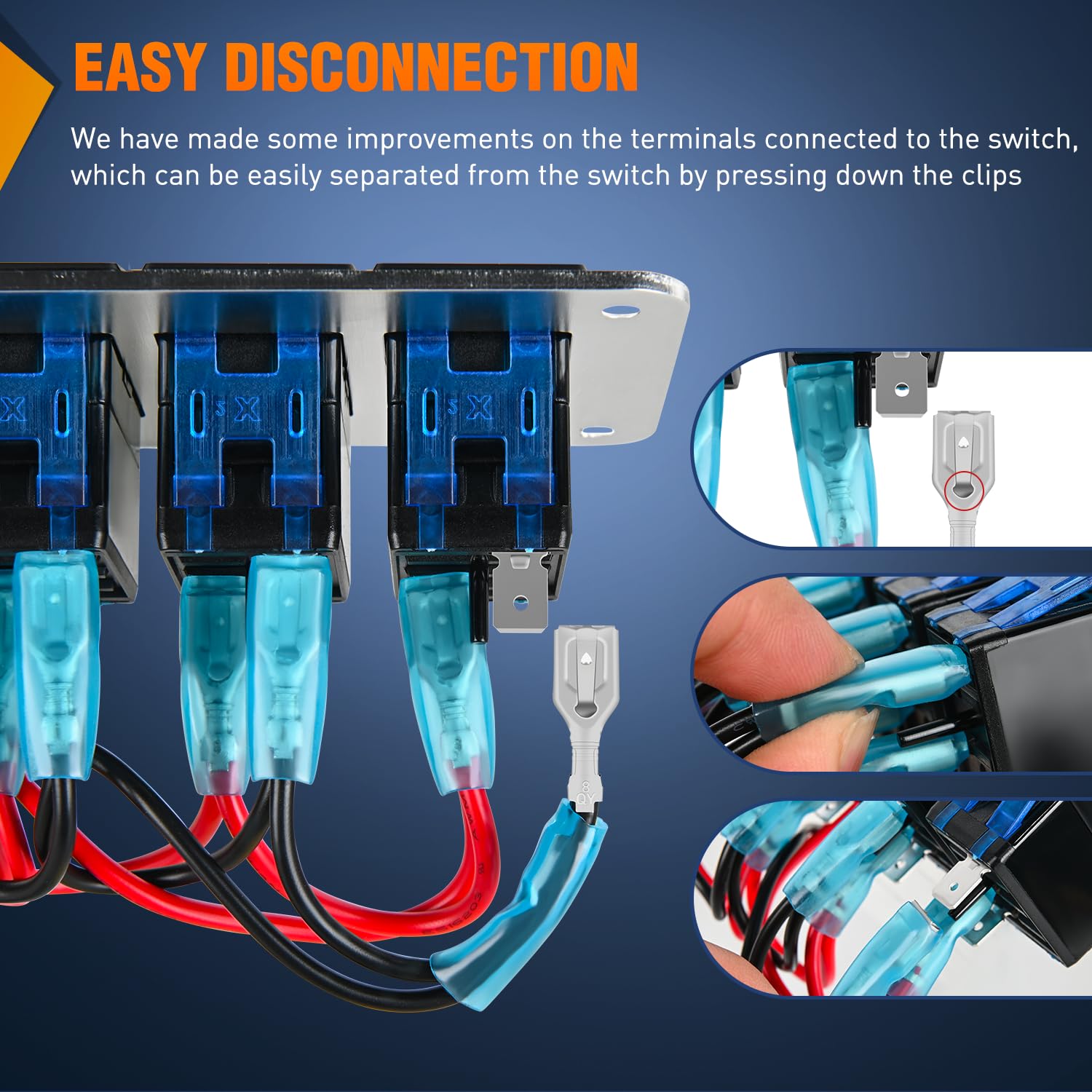 2 Gang Aluminum 3 Pin ON/Off Blue LED Rocker Switch Panel - Perfect for Marine, RV, and Automotive Electrical Control Systems