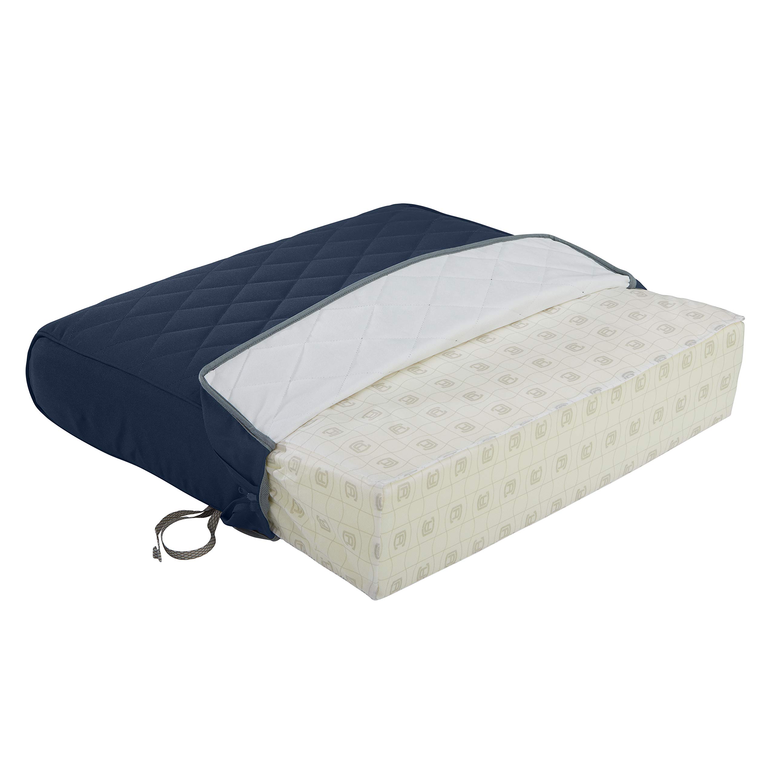 Classic Accessories Montlake Outdoor Chaise Lounge Cushion 72x21 Inch - FadeSafe & Water-Repellent Quilted Navy Patio Furniture Cushion for Poolside, Deck, and Garden Relaxation