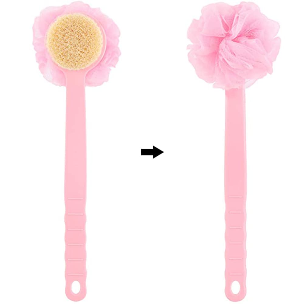 MosQuick® 2-Pack Double Sided Body Scrubber for Men & Women - Exfoliating Back Scrubber with Handle for Dry Brushing, Bath & Shower - Perfect for Body Wash & Skin Care Routine