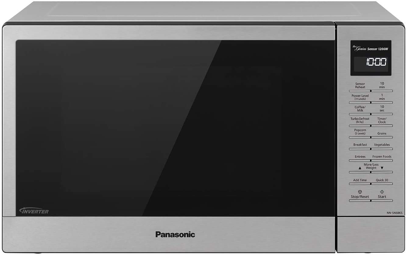 Panasonic NN-SN68KS 1200W Compact Microwave Oven with Sensor Cooking, Popcorn Button & Turbo Defrost - 1.2 cu.ft Stainless Steel for Small Kitchens, Dorms & Office Break Rooms