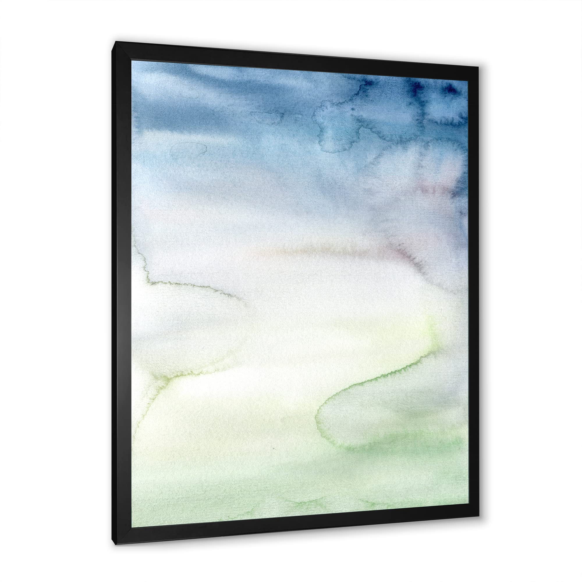 Pastel Abstract Framed Wall Art with Dark Blue, Green & White Spots - Modern Home Decor for Living Room, Bedroom & Office